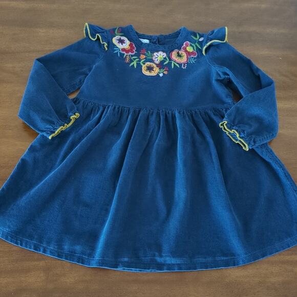 Mud Pie toddler girls Embroidered  Cord Dress Navy blue color girls size 4T EUC - Picture 1 of 10